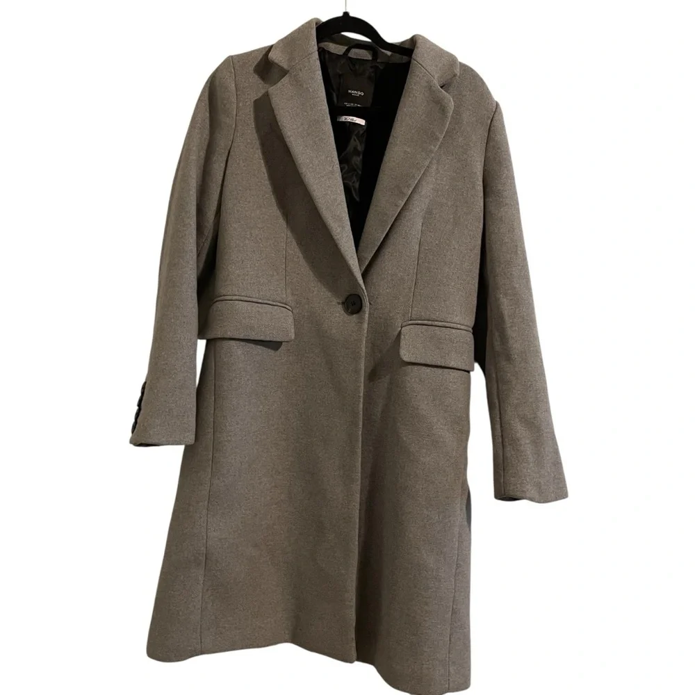 MANGO Wool Blend Classic Gray Long Coat Size Extra Small